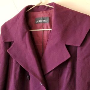 Vintage 80s  - 90s  SANDER WITLIN  Jacket Burgundy Plum Dress Coat sz Medium